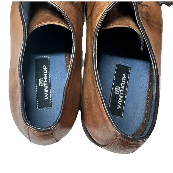 WINTHROP Callan Brown Leather Oxford Dress Shoes Men Size 11 Cognac Old Money - Picture 3 of 9